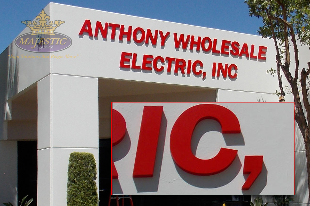 Building Sign with Foam Letters on Aluminum Face for Santa Ana Supply Store