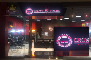 Lighted outdoor lobby signs