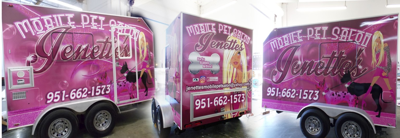 Mobile Pet Salon Girly Pink Design Trailer