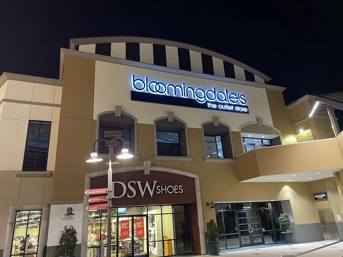 Bloomingdales Backlit Channel Letters In Corona, CA - Majestic Sign Studio