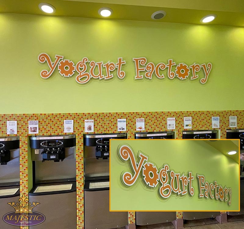 Yogurt Factory Custom Interior Sign in Corona - Majestic Sign Studio