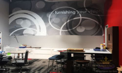 Wall Mural w/ PVC & Brushed Aluminum Dimensional Letters