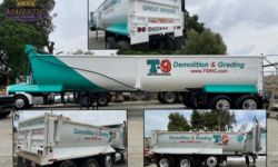 T-9 Demolition & Grading Truck Trailer Wraps in Corona by Majestic Sign Studio